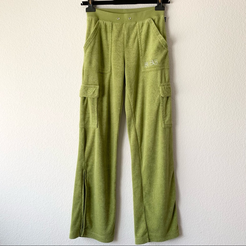 BCBG crystal logo y2k terry track pants